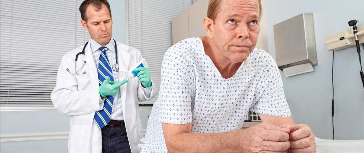 A man with a prostatitis in a doctor's procedure