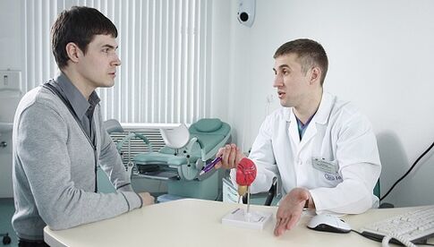 The doctor prescribes treatment for prostatitis with a device